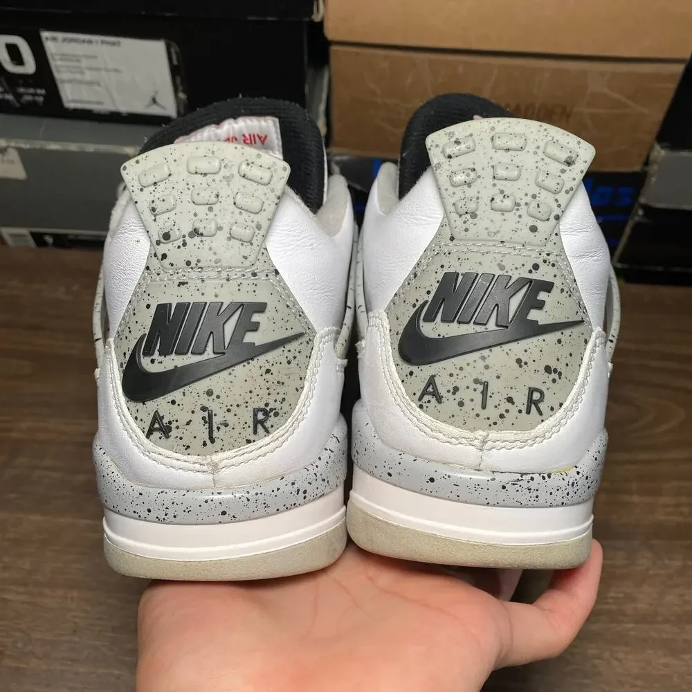 Mens Air Jordan 4 Retro OG White Cement Size 8 Basketball Shoes (840606-192)